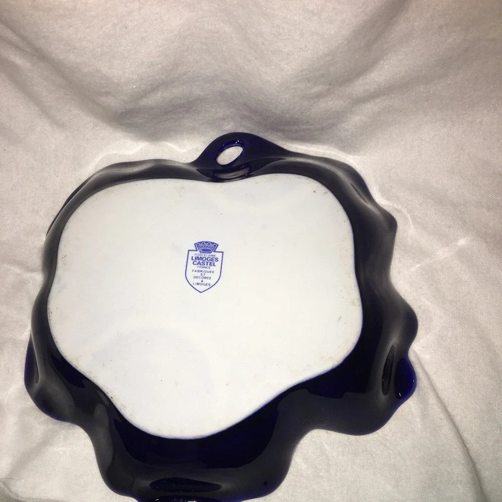 Limoges Veritable Porcelaine D'Art Cobalt Blue & Real Gold Trim Dish